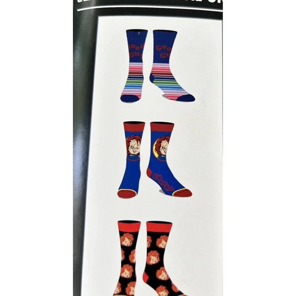 Chucky Childs Play the Movie 6‎ Pair CREW SOCKS Men Size 8-12 Bioworld NEW